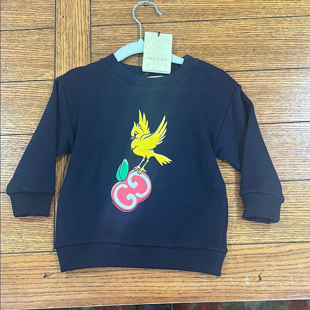 Gucci Kids Black Sweatshirt with Yellow Bird Design